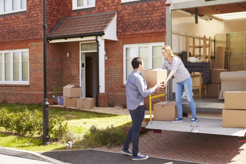 Removal van and moving boxes for a house move in Wallington