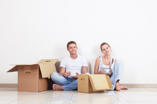 Professional packing materials and organized moving boxes for a Wallington home move