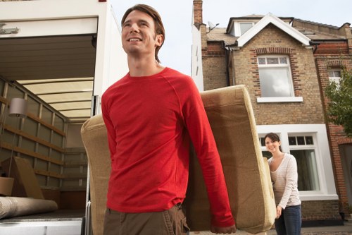 Local moving van working near residential streets in Wallington