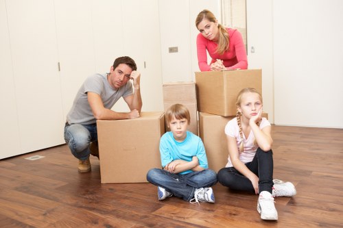 Packed boxes and moving supplies ready for a Wallington move